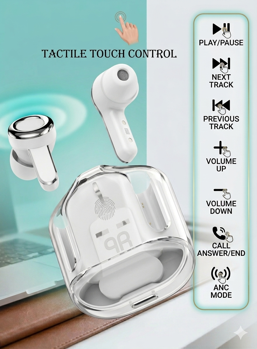 Écouteurs Intra-auriculaires Tactiles — Noir & Blanc