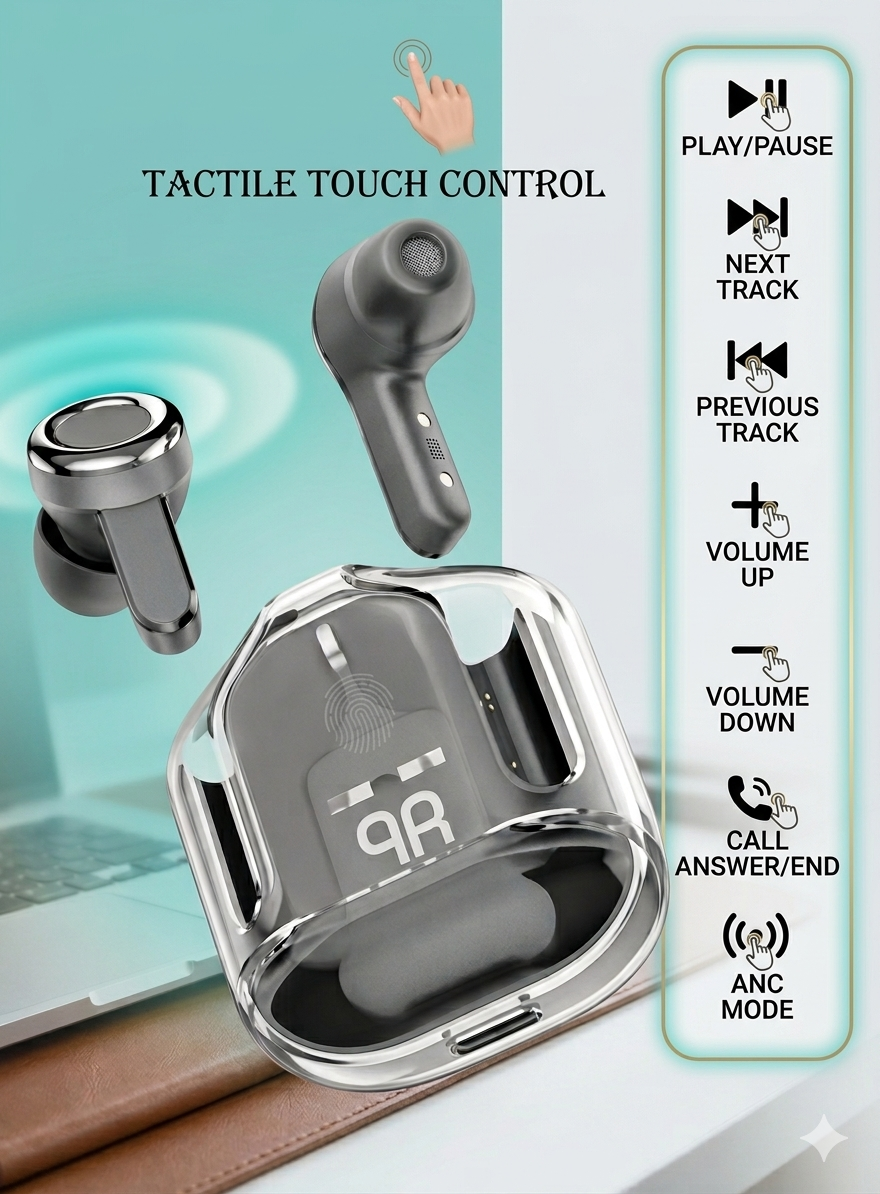 Écouteurs Intra-auriculaires Tactiles — Noir & Blanc