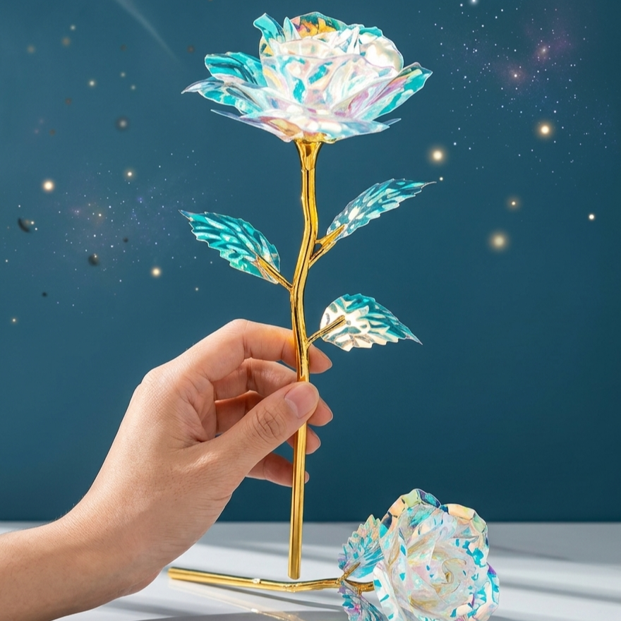 Rose Holographique Éternelle — Lot de 2