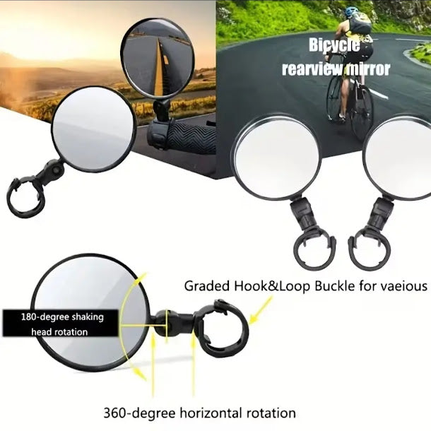 Rétroviseur Vélo Rond  ou Trottinette — Fixation Guidon 360°