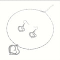 Set Bijoux Cœur Argent — Collier & Boucles d'Oreilles