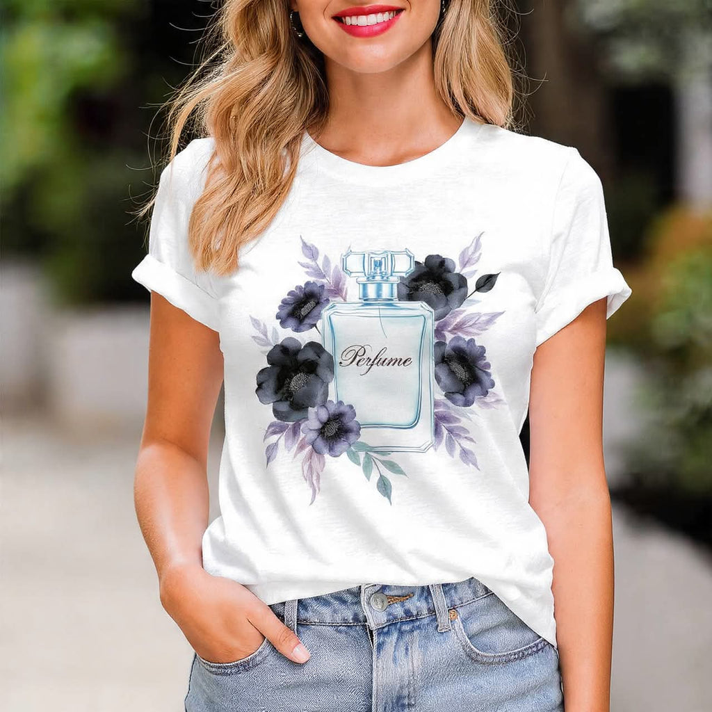T-shirt blanc à manches courtes différents motifs
